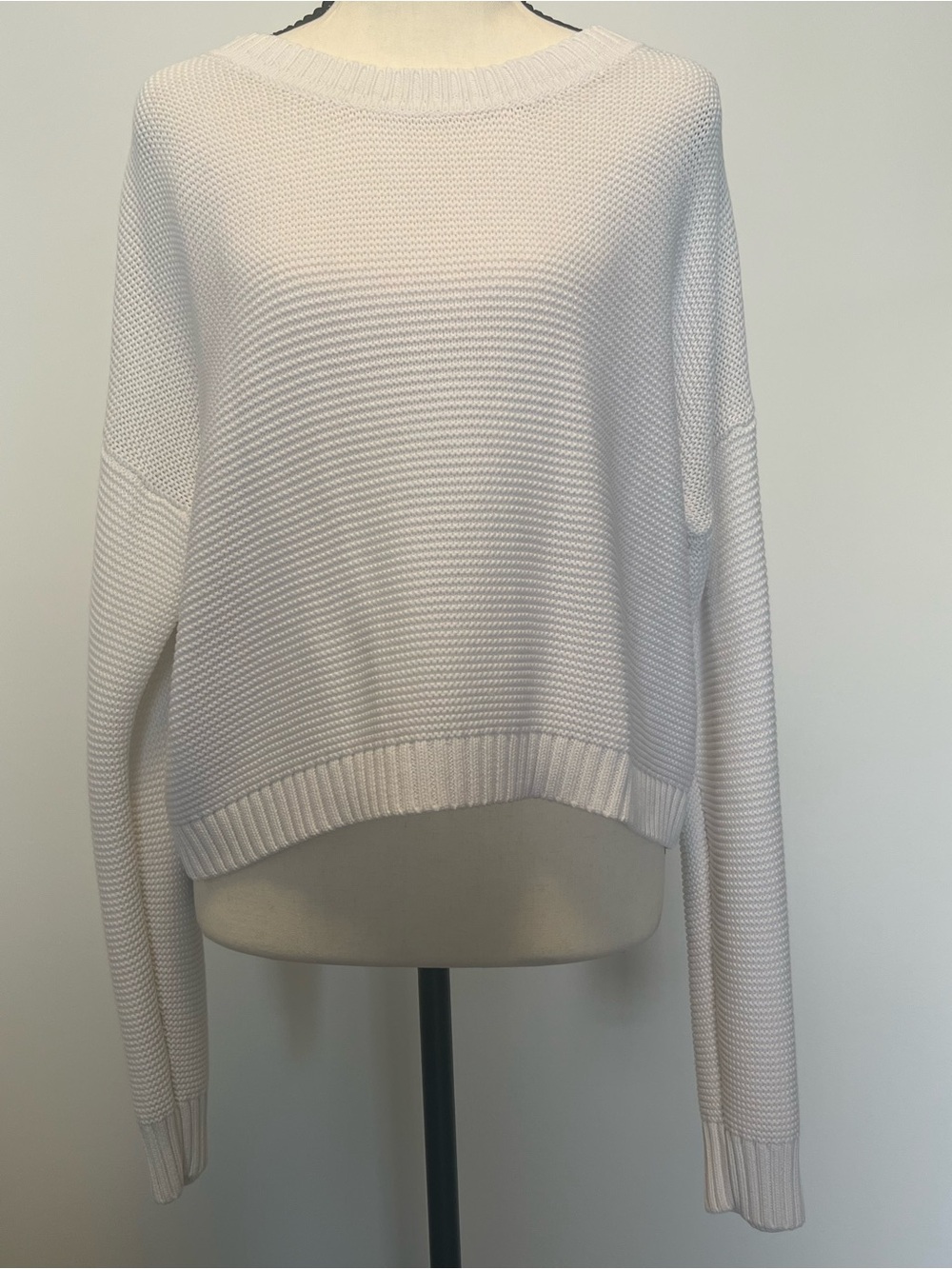 Glassons‎ Ivory Cropped Crewneck Knit Sweater Women's Long